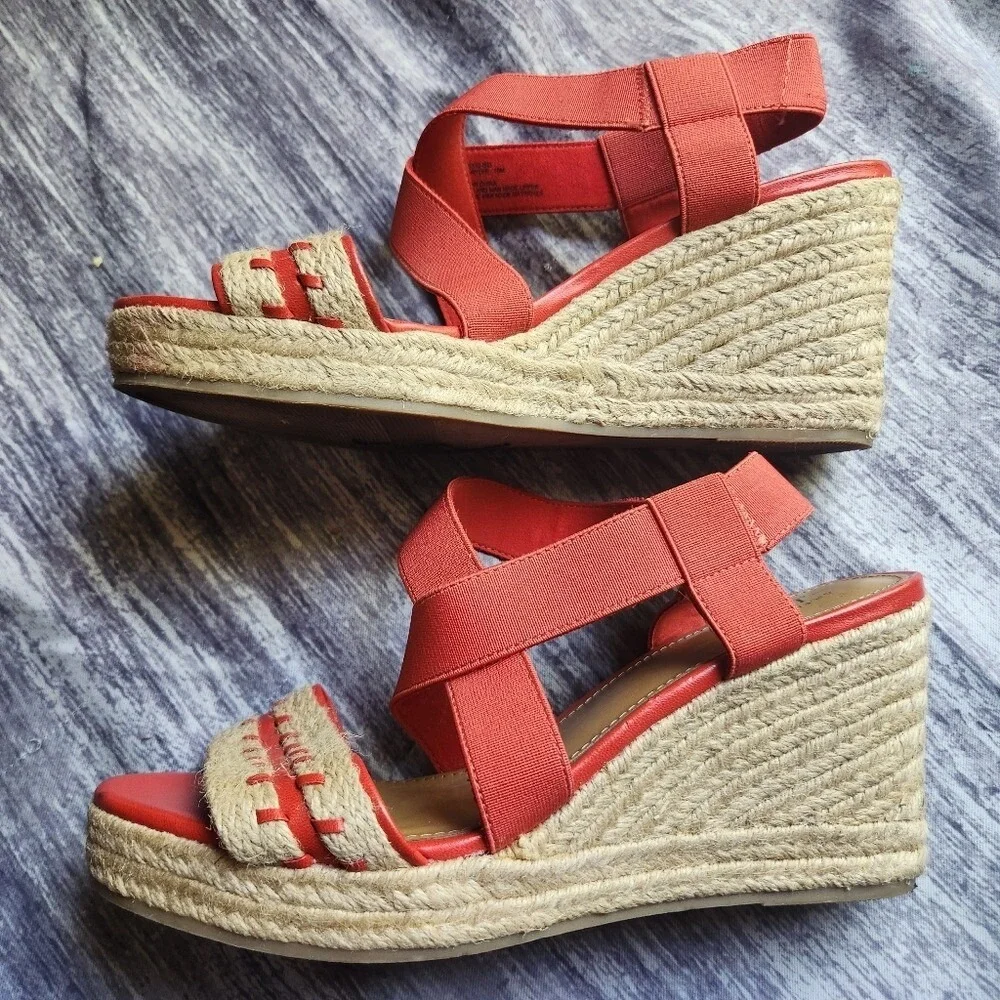 G.H. Bass & Co Coral Wedge Espadrille Sandals Women Size 10 Fabric‎ Elastic